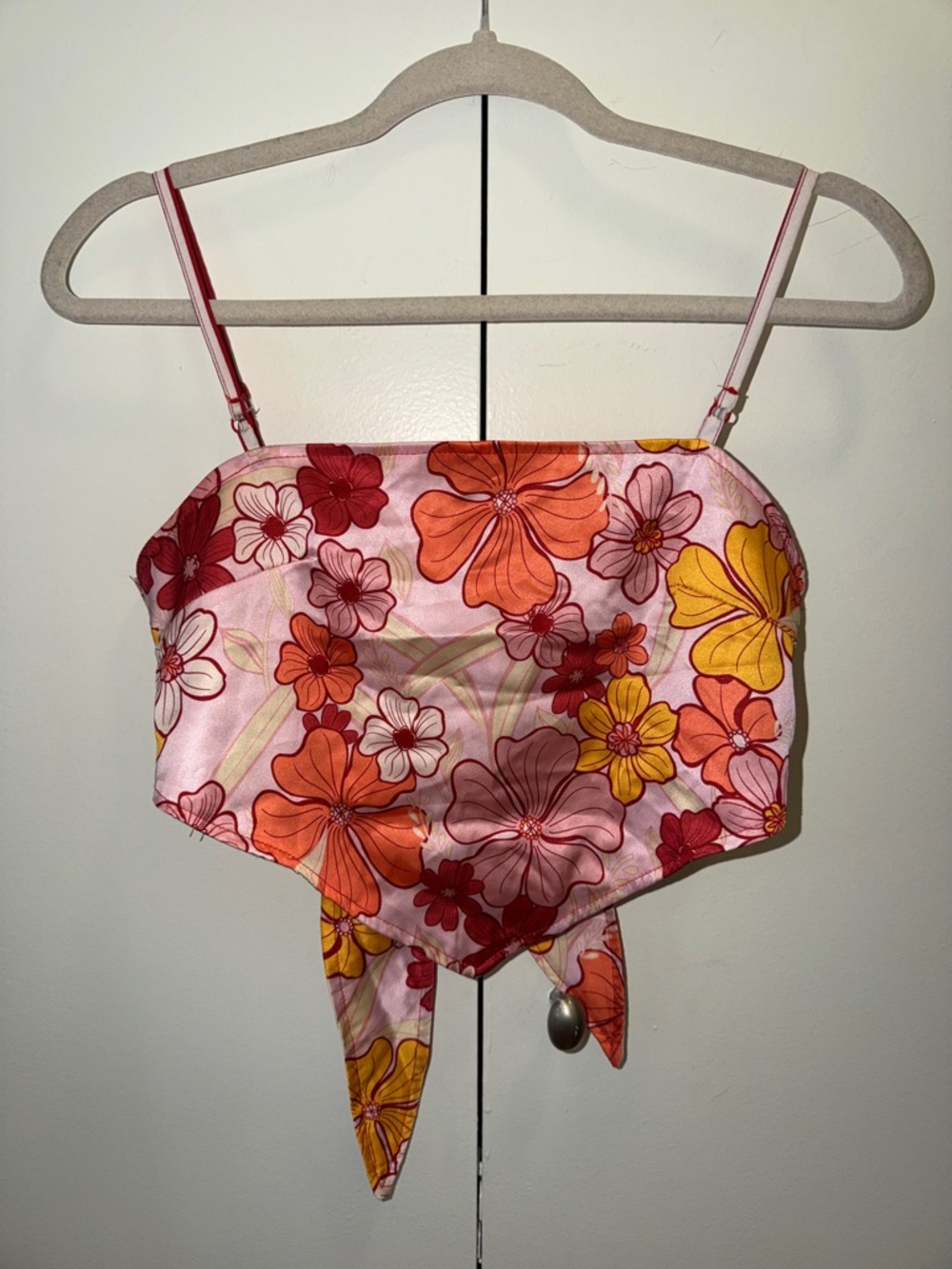 Floral Bandana Crop Top - Pink, Orange & Yellow